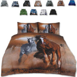 TheWhiteWater Limited Wild West Horses Bed Set- 3D Animal Printed Single Beddings Duvet Cover + One Matching Pillowcase - thumbnail 1