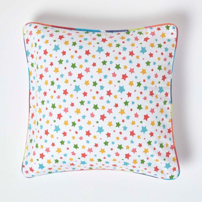 Homescapes Cotton Multi Colour Stars Cushion Cover, 45 X 45 Cm - image 1