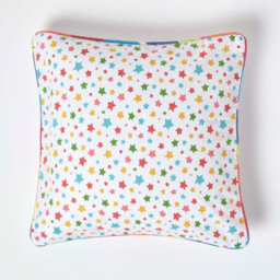 Homescapes Cotton Multi Colour Stars Cushion Cover, 45 X 45 Cm - thumbnail 1