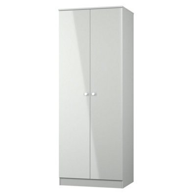 Yarmouth Ready Assembled Modern Matt Grey Tall Double Wardrobe (H)1960mm (W)740mm (D)520mm - image 1