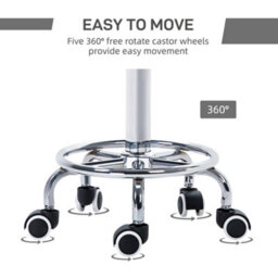 Vinsetto Round Pu Leather Salon Beautician Stool Adjustable Height, Grey - thumbnail 7