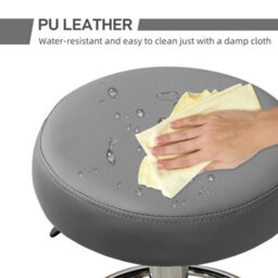 Vinsetto Round Pu Leather Salon Beautician Stool Adjustable Height, Grey - thumbnail 6