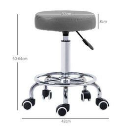 Vinsetto Round Pu Leather Salon Beautician Stool Adjustable Height, Grey - thumbnail 3