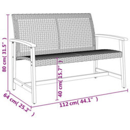 Walplus Garden Bench Black 112 Cm Poly Rattan And Acacia Wood - thumbnail 9
