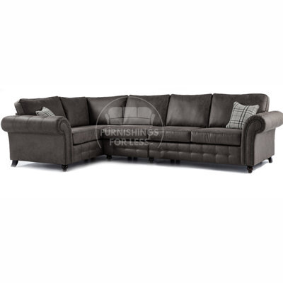 Furnishings For Less UK Oakland Charcoal Chesterfield 5 Seater L Shape Large Corner Sofa - image 1