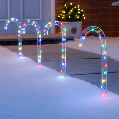 Christow Christmas 4 Micro Led Candy Cane Path Light Decorations - image 1