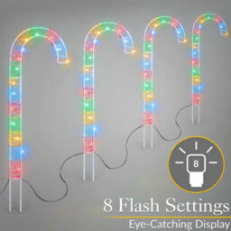 Christow Christmas 4 Micro Led Candy Cane Path Light Decorations - thumbnail 3