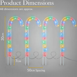 Christow Christmas 4 Micro Led Candy Cane Path Light Decorations - thumbnail 7