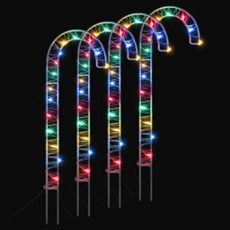 Christow Christmas 4 Micro Led Candy Cane Path Light Decorations - thumbnail 2