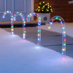 Christow Christmas 4 Micro Led Candy Cane Path Light Decorations - thumbnail 1