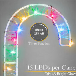Christow Christmas 4 Micro Led Candy Cane Path Light Decorations - thumbnail 4