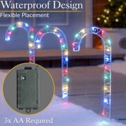 Christow Christmas 4 Micro Led Candy Cane Path Light Decorations - thumbnail 6