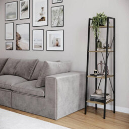 Urbn-Living Urbnliving Modern Bookcase 4 Tier Industrial Storage Display Shelf Steel Frame Freestanding -  Modern Oak - thumbnail 2
