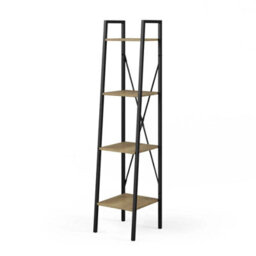 Urbn-Living Urbnliving Modern Bookcase 4 Tier Industrial Storage Display Shelf Steel Frame Freestanding -  Modern Oak