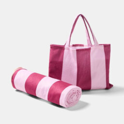 Ohs Stripes Beach Towel With Bag Quick Dry Absorbent Travel Spa - thumbnail 4