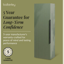 Balterley Fluted Front Wall Hung Single Door Tall Bathroom Storage Unit, 400mm, Green, Black Handle - thumbnail 6