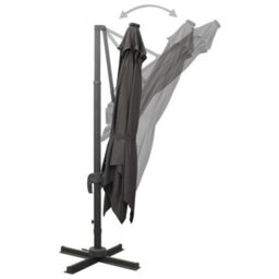 Walplus Cantilever Garden Parasol With Pole And Led Lights Anthracite 300 Cm - thumbnail 7