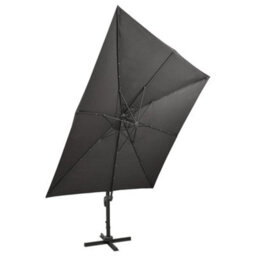 Walplus Cantilever Garden Parasol With Pole And Led Lights Anthracite 300 Cm - thumbnail 4