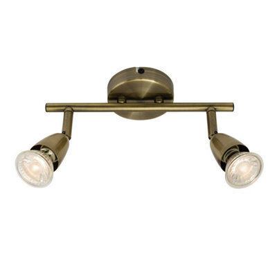 Luminosa Lighting Luminosa Amalfi Adjustable 2 Light Spotlight Antique Brass, Gu10 - image 1