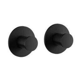 Smedbo Pair Of Matt Black Stainless Steel Towel Hooks (35mm) Self Adhesive Wall Mounted Round Bathroom Robe Hooks