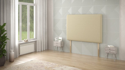 Somnior Beds Somnior  5Ft Doll King 32 Inches Beige Linen Headboard With Wooden Struts