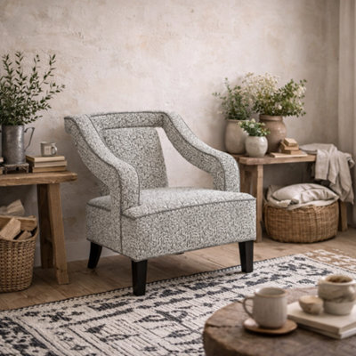 Wyld Haus Letterkenny Upholstered Soft Grey Chenille Armchair With Matt Black Legs - image 1