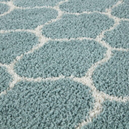 The Rugs Moroccan Shaggy Rugs And Runners Soft Fluffy Trellis Design High Pile Duck Egg Blue And Ivory Living Room Kitchen Hallway 650 - thumbnail 2
