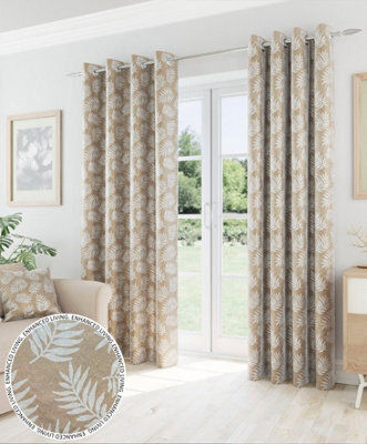 Enhanced Living Oakland Latte Leaf Pattern, Thermal, Room Darkening Pair Of Curtains With Eyelet Top - 90 X 90 Inch (229X229Cm) - image 1