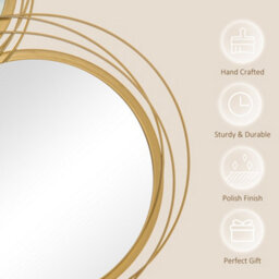 Homcom Metal Wall Art Decorative Mirror Decor Modern Wall Sculpture, Gold - thumbnail 6