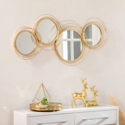 Homcom Metal Wall Art Decorative Mirror Decor Modern Wall Sculpture, Gold - thumbnail 1