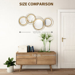 Homcom Metal Wall Art Decorative Mirror Decor Modern Wall Sculpture, Gold - thumbnail 7