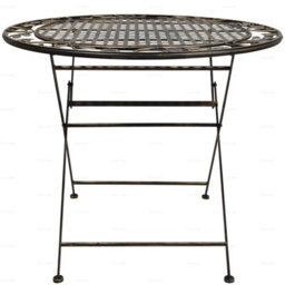 Fully Assembly Outdoor Vintage Dining Set, 4 Folding Chairs And Round Table - Ornate Wrought Iron Design, Black Antique Finish - thumbnail 3