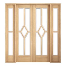 Lpd Clear Glazed Modern Light Brown White Oak Veneer Internal Oak & Particle Board Door, (H)2031mm (W)1904mm (T)35mm - thumbnail 2