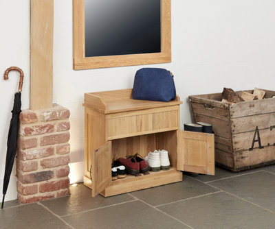 Baumhaus Mobel Oak Shoe Bench With Hidden Storage - image 1