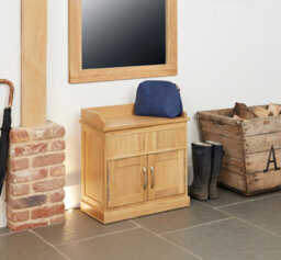 Baumhaus Mobel Oak Shoe Bench With Hidden Storage - thumbnail 2