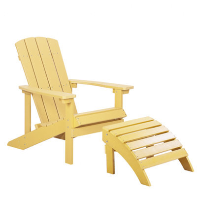 Beliani Garden Chair Adirondack With Footstool Yellow - image 1