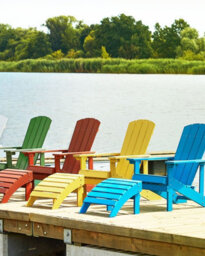Beliani Garden Chair Adirondack With Footstool Yellow - thumbnail 2
