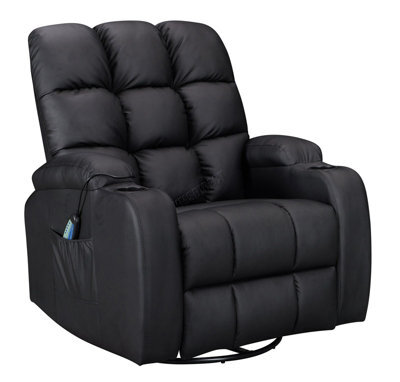 Westwood Leather Massage Recliner Chair Sofa Rocking Swivel Armchair Remote Control Black - image 1