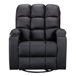 Westwood Leather Massage Recliner Chair Sofa Rocking Swivel Armchair Remote Control Black - thumbnail 4