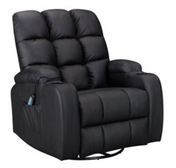 Westwood Leather Massage Recliner Chair Sofa Rocking Swivel Armchair Remote Control Black