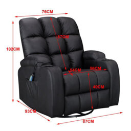 Westwood Leather Massage Recliner Chair Sofa Rocking Swivel Armchair Remote Control Black - thumbnail 2