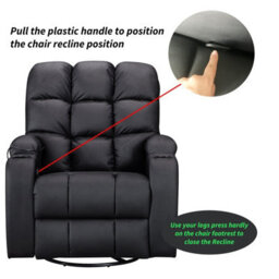 Westwood Leather Massage Recliner Chair Sofa Rocking Swivel Armchair Remote Control Black - thumbnail 7