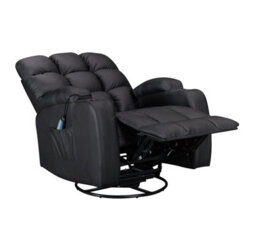 Westwood Leather Massage Recliner Chair Sofa Rocking Swivel Armchair Remote Control Black - thumbnail 9