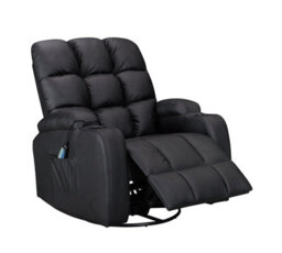 Westwood Leather Massage Recliner Chair Sofa Rocking Swivel Armchair Remote Control Black - thumbnail 8