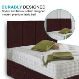 Dining Tables Zanzibar Headboard Divan Set , 2 Drawer On Same Side With Sprung 1500 Comfort Mattress - Plush Velvet Mulburry - King - thumbnail 3