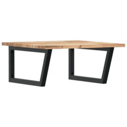 Berkfield Basin Shelf Wall Mounted Steel And Solid Wood Acacia - thumbnail 2