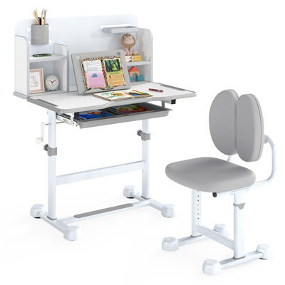 Gainoom Kid's Grey Study Desk & Chair Set Height-Adjustable Children Study Desk - image 1