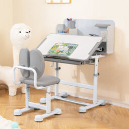 Gainoom Kid's Grey Study Desk & Chair Set Height-Adjustable Children Study Desk - thumbnail 4