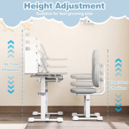 Gainoom Kid's Grey Study Desk & Chair Set Height-Adjustable Children Study Desk - thumbnail 5