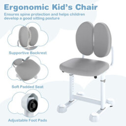 Gainoom Kid's Grey Study Desk & Chair Set Height-Adjustable Children Study Desk - thumbnail 9